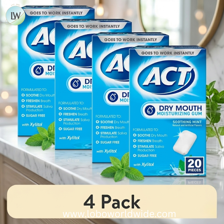 ACT Dry Mouth Moisturizing Gum With Xylitol, Soothing Mint, 20 ct.