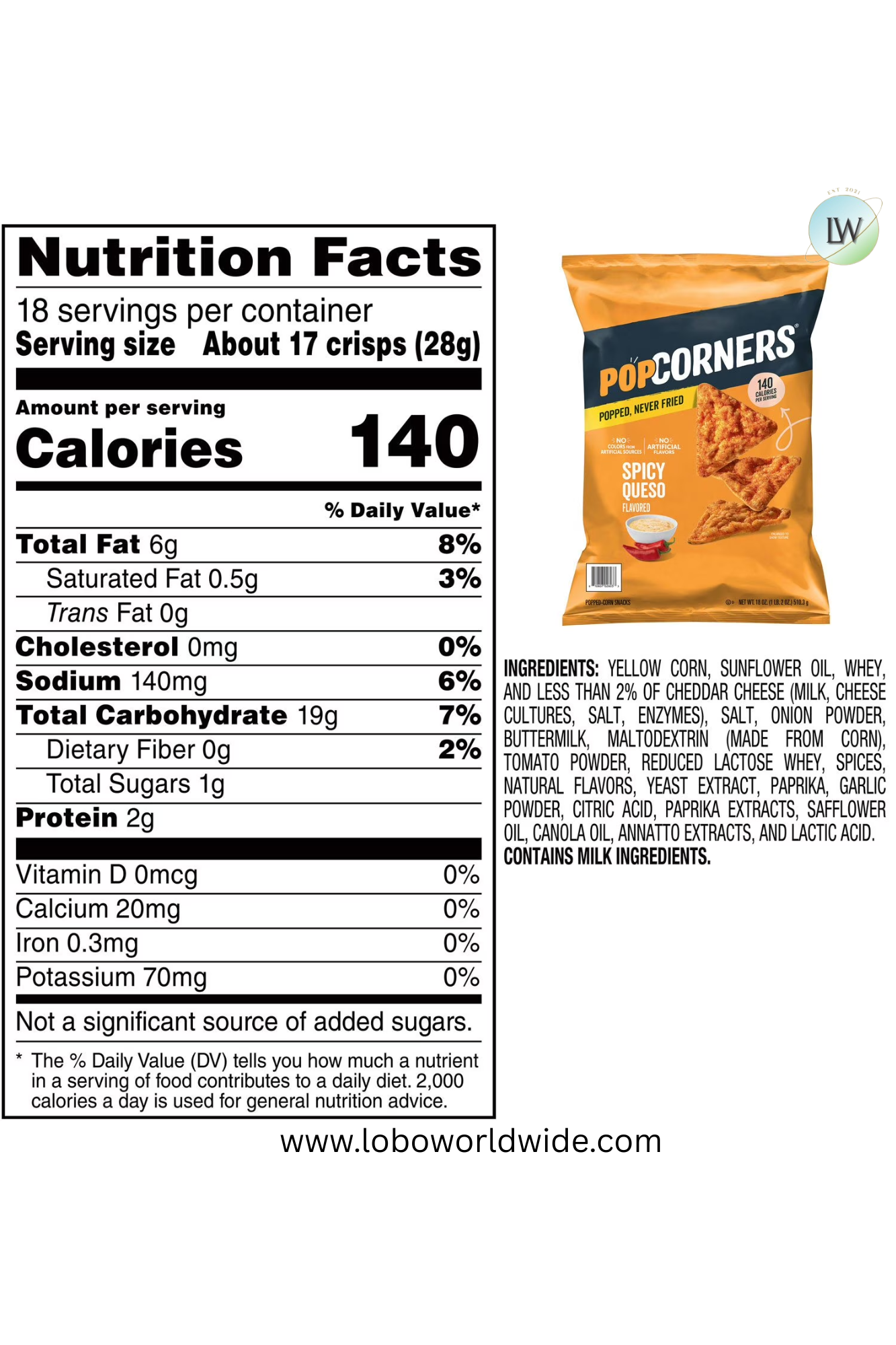 PopCorners Popped-Corn Snack, 18 oz.