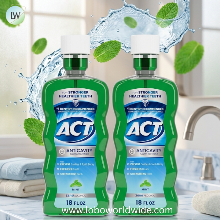 ACT Anticavity Zero Alcohol Fluoride Mouthwash 18 fl. oz., With Accurate Dosing Cup, Mint
