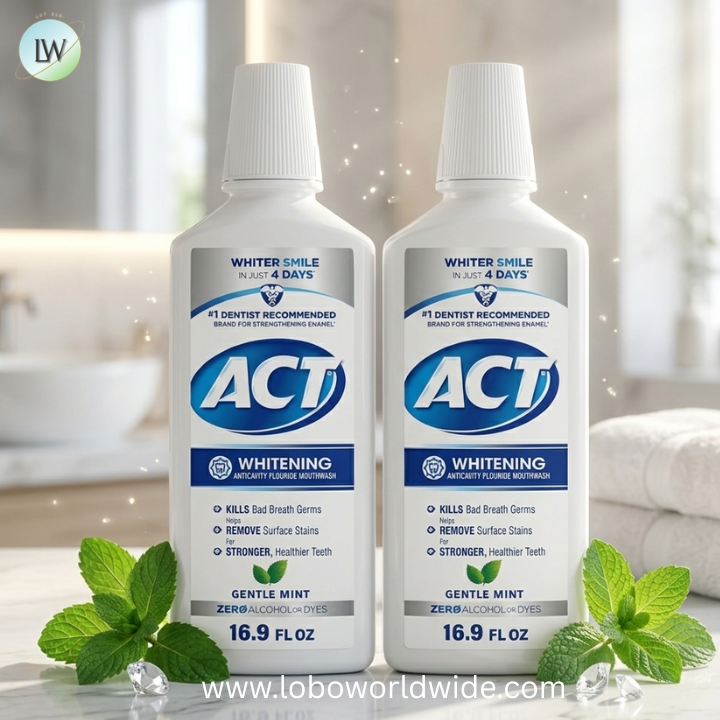 ACT Whitening + Anticavity Fluoride Mouthwash 16.9 fl. oz. With Zero Alcohol, Dye Free, Gentle Mint