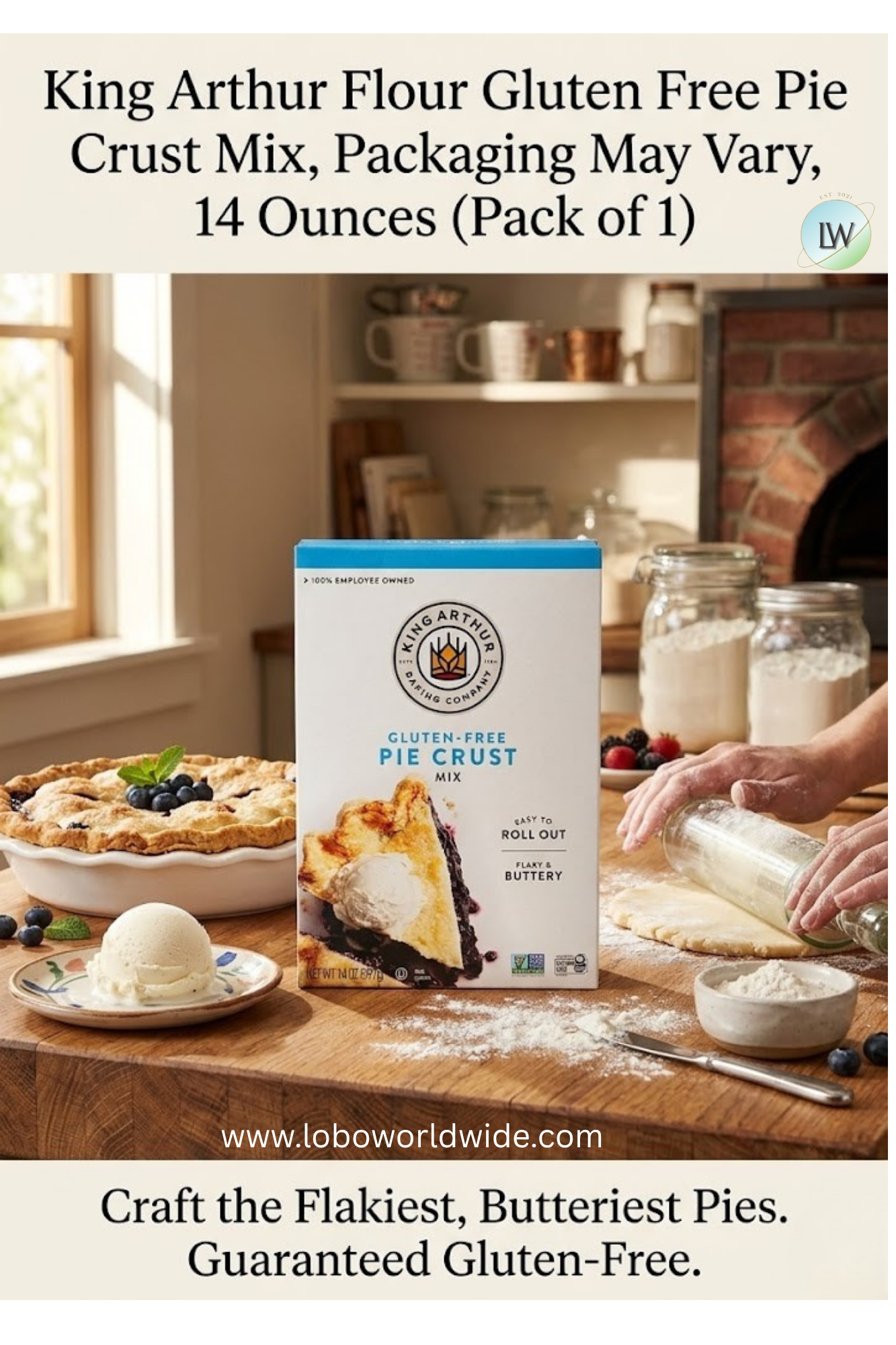 King Arthur Flour Gluten Free Pie Crust Mix, 14 oz.