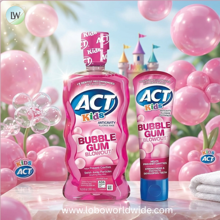 ACT Kids Anticavity Fluoride Rinse for Bad Breath Treatment, Bubble Gum Blowout, 16.9 fl. oz. & Kids Anticavity Fluoride Toothpaste 4.6 oz. Bubble Gum Blowout
