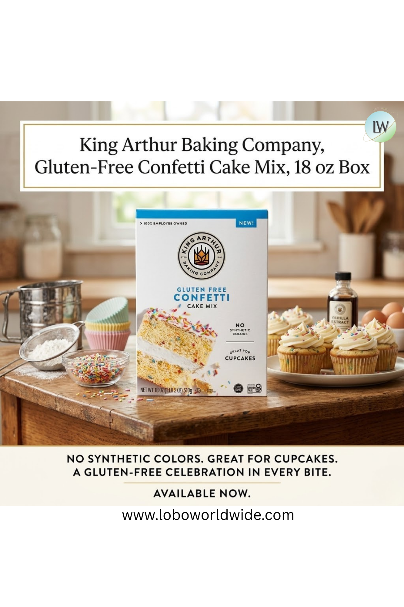King Arthur Baking Company, Gluten-Free Confetti Cake Mix, 18 oz.