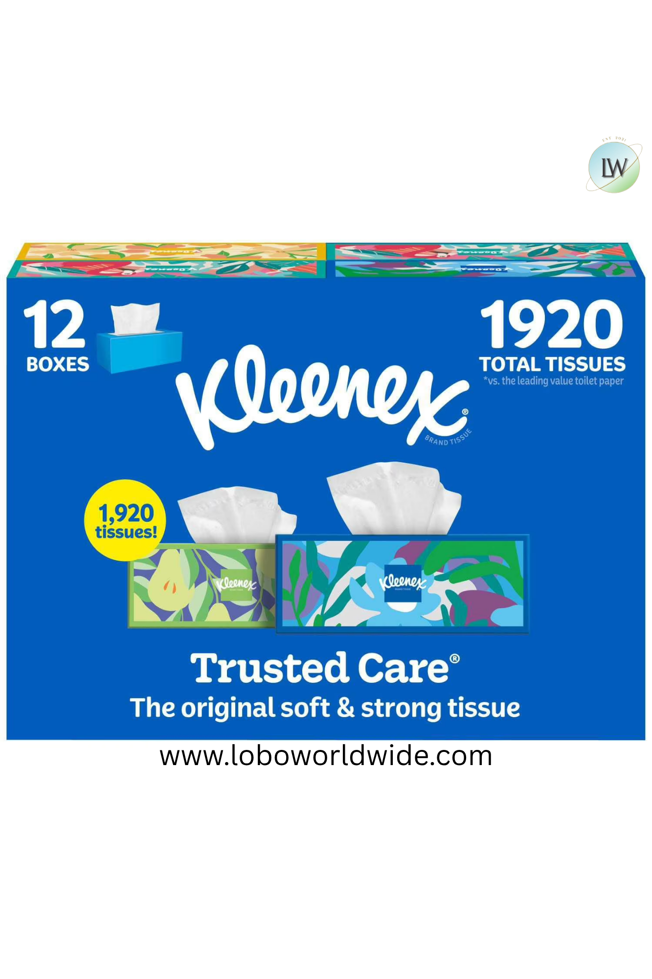 Kleenex Trusted Care Facial Tissues 12 boxes, 160 tissues/box