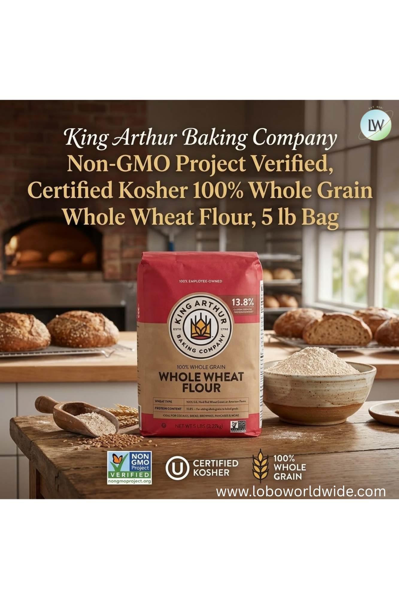 King Arthur Baking Company Whole Grain Wheat Flour, 5 lb.