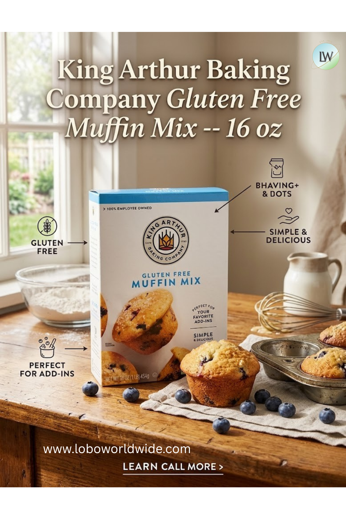 King Arthur Baking Company Gluten Free Muffin Mix 16oz