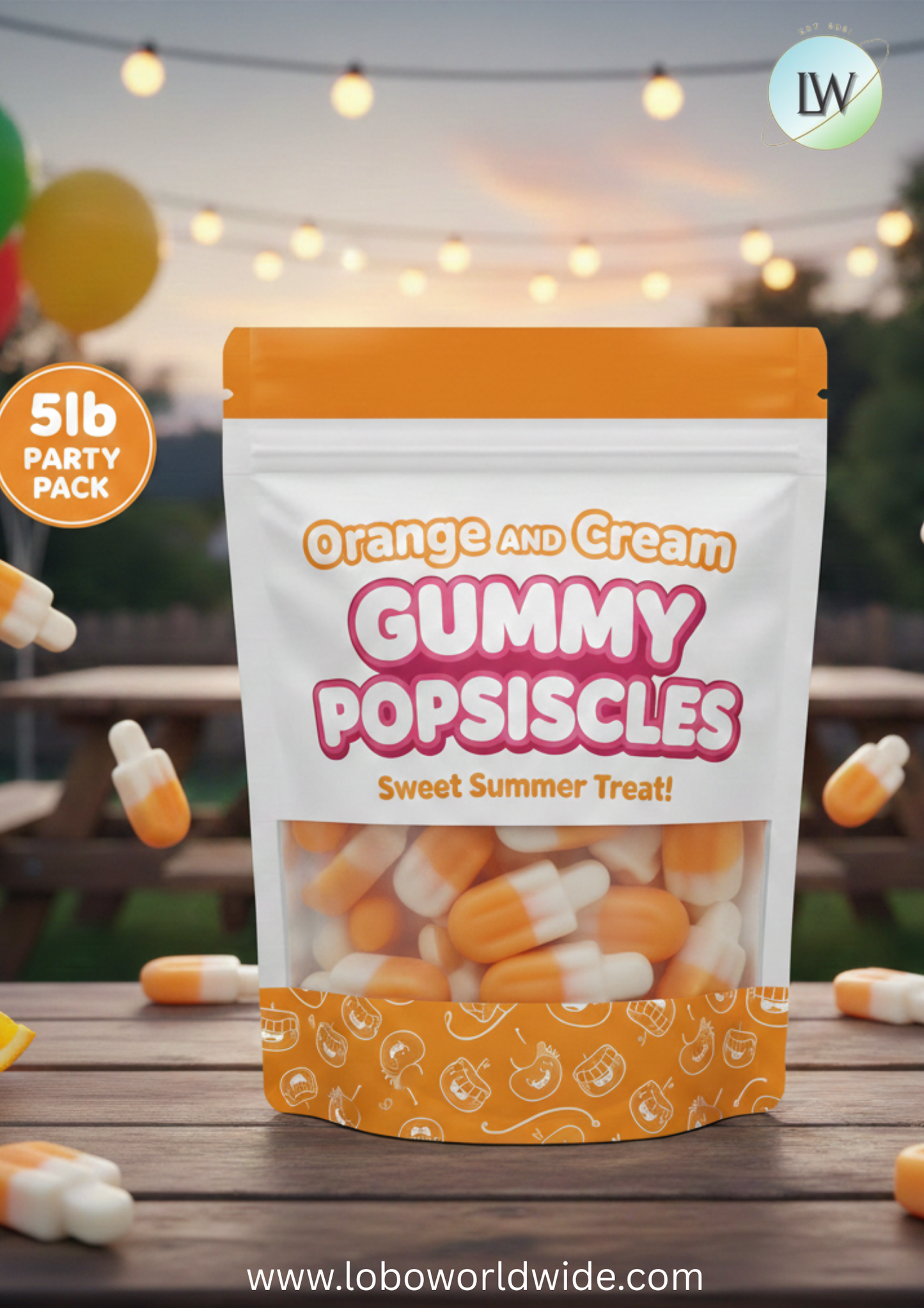 Orange and Cream Gummy Popsicles(Various Sizes)