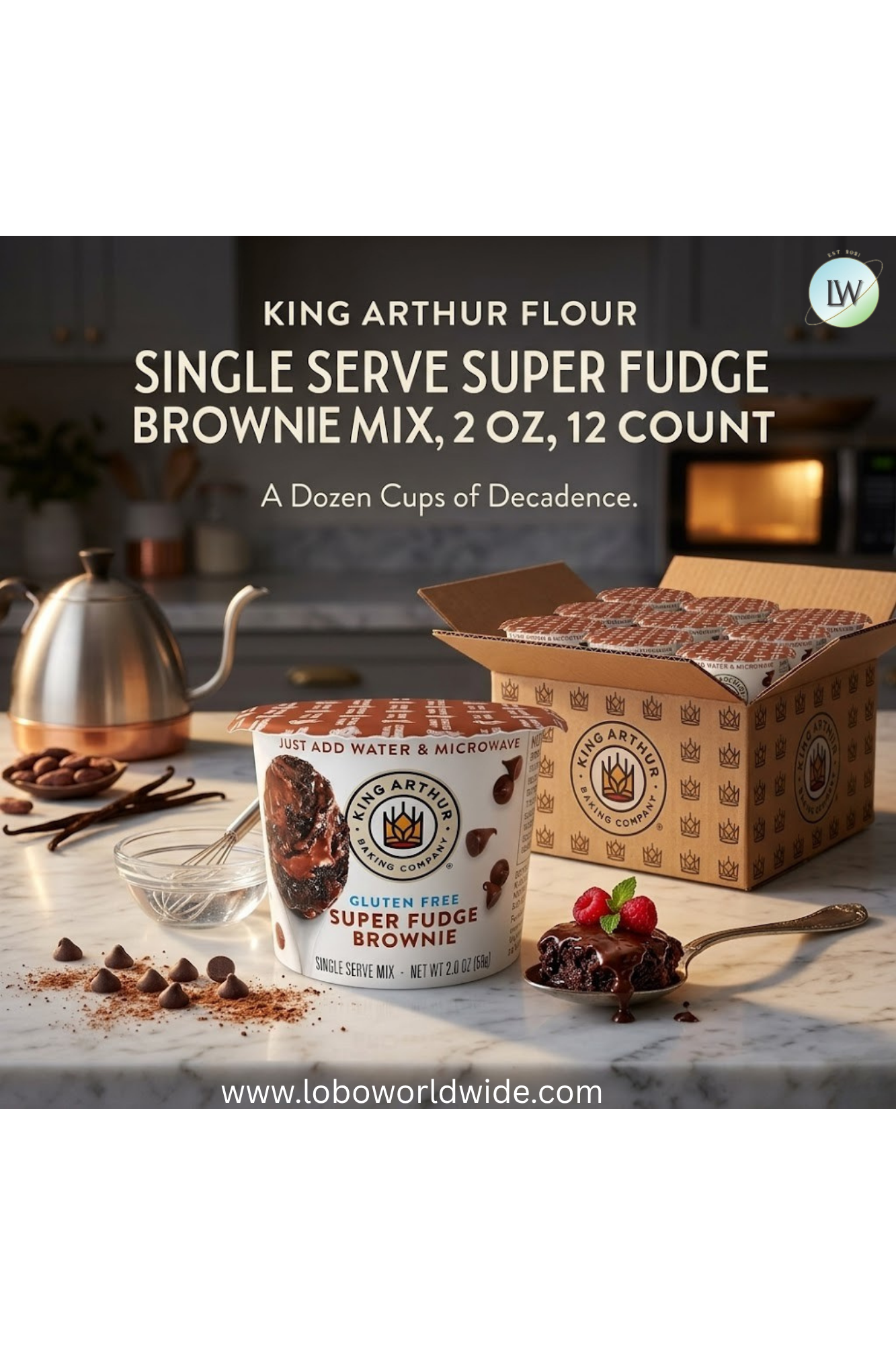 King Arthur Flour Gluten-Free Single Serve Super Fudge Brownie Mix, 2 Oz (Pack of 12)