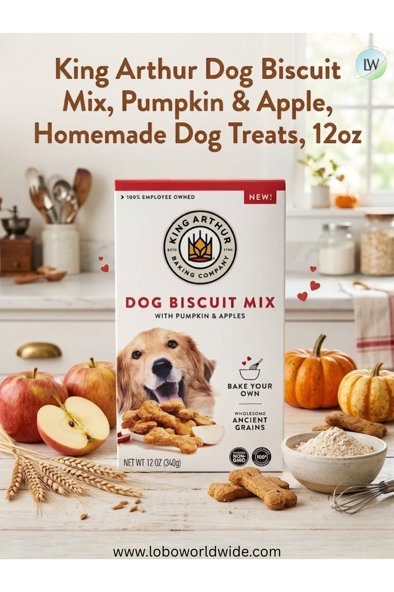 King Arthur Dog Biscuit Mix, Pumpkin & Apple 12oz