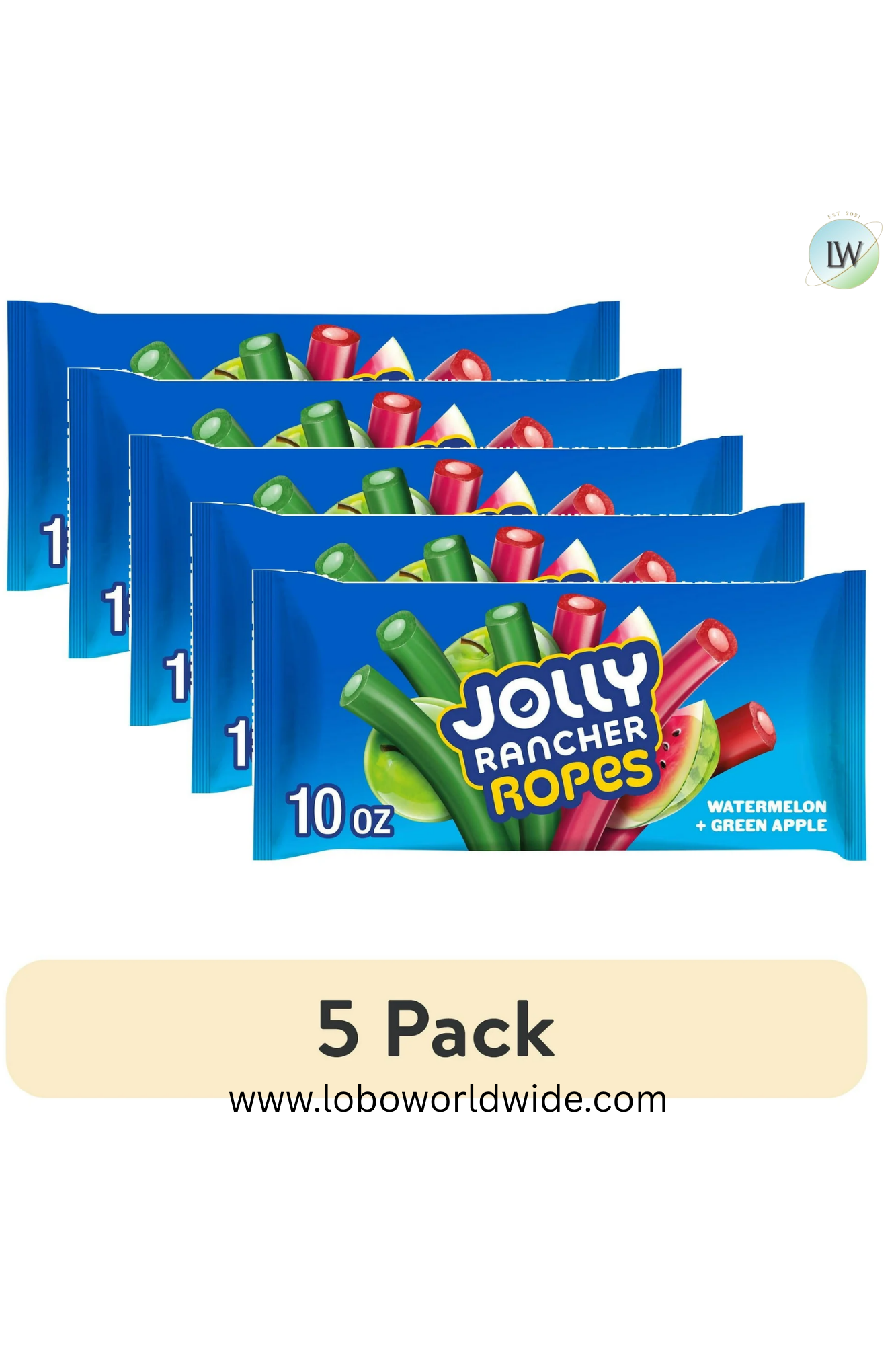 Jolly Rancher Ropes Watermelon and Green Apple Flavored Candy, Bag 10 oz(Various Sizes)