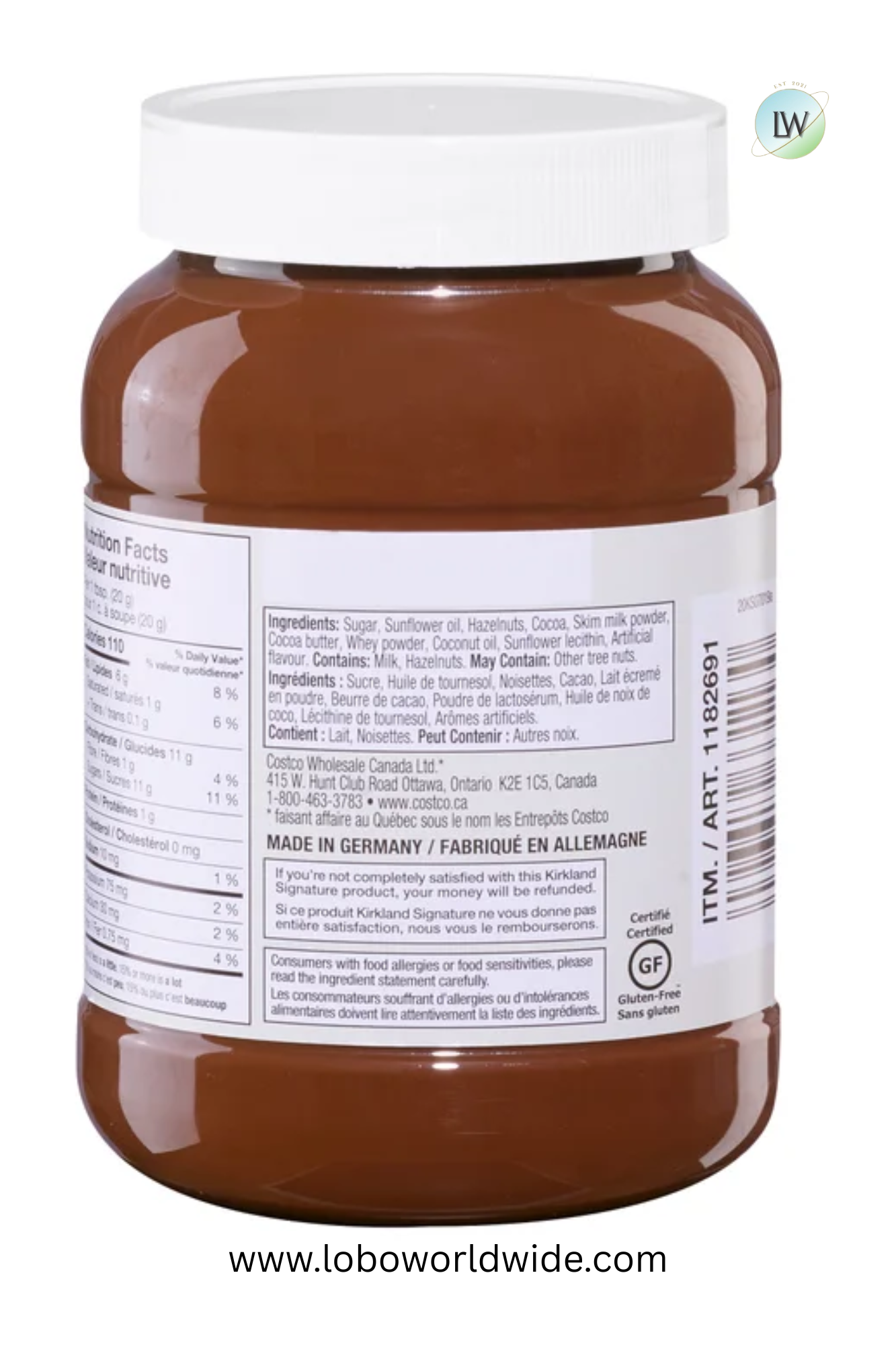 Kirkland Signature Hazelnut Spread with Cocoa, 1kg (Pack of 2)