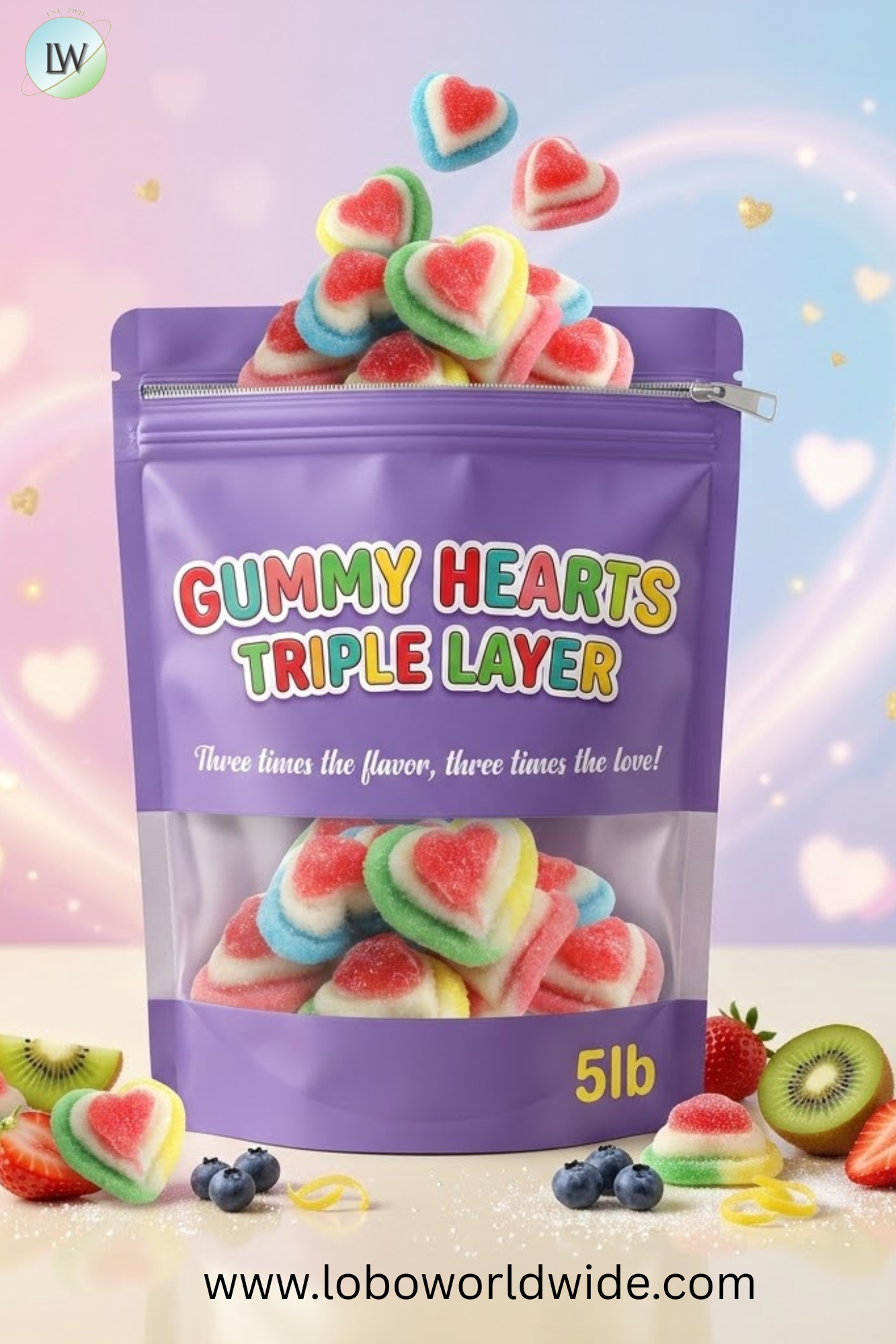 Gummy Hearts Triple Layer (Various Sizes)