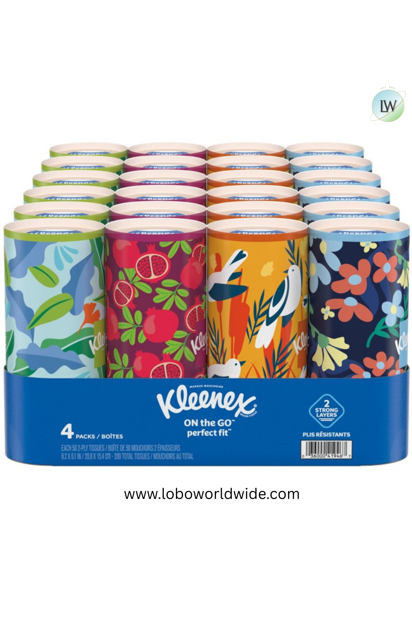 Kleenex On the Go Perfect Fit Facial Tissue, 2-Ply, 50-count, (pack of 24)