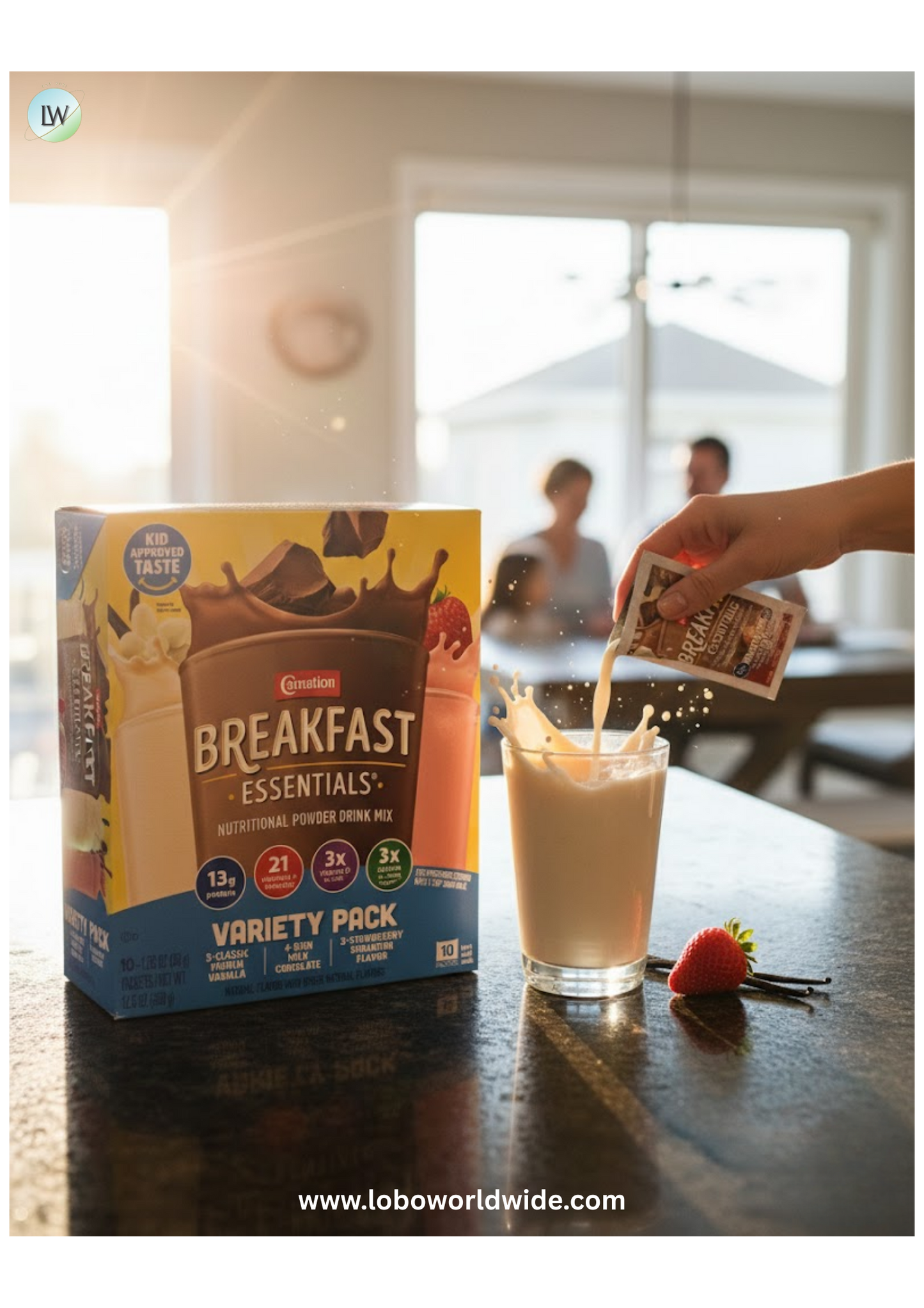 Carnation Breakfast Essentials Complete Nutritional Drink Rich Milk Chocolate/Classic French Vanilla/Strawberry Sensation Flavor 1.26 oz. 60 Ct