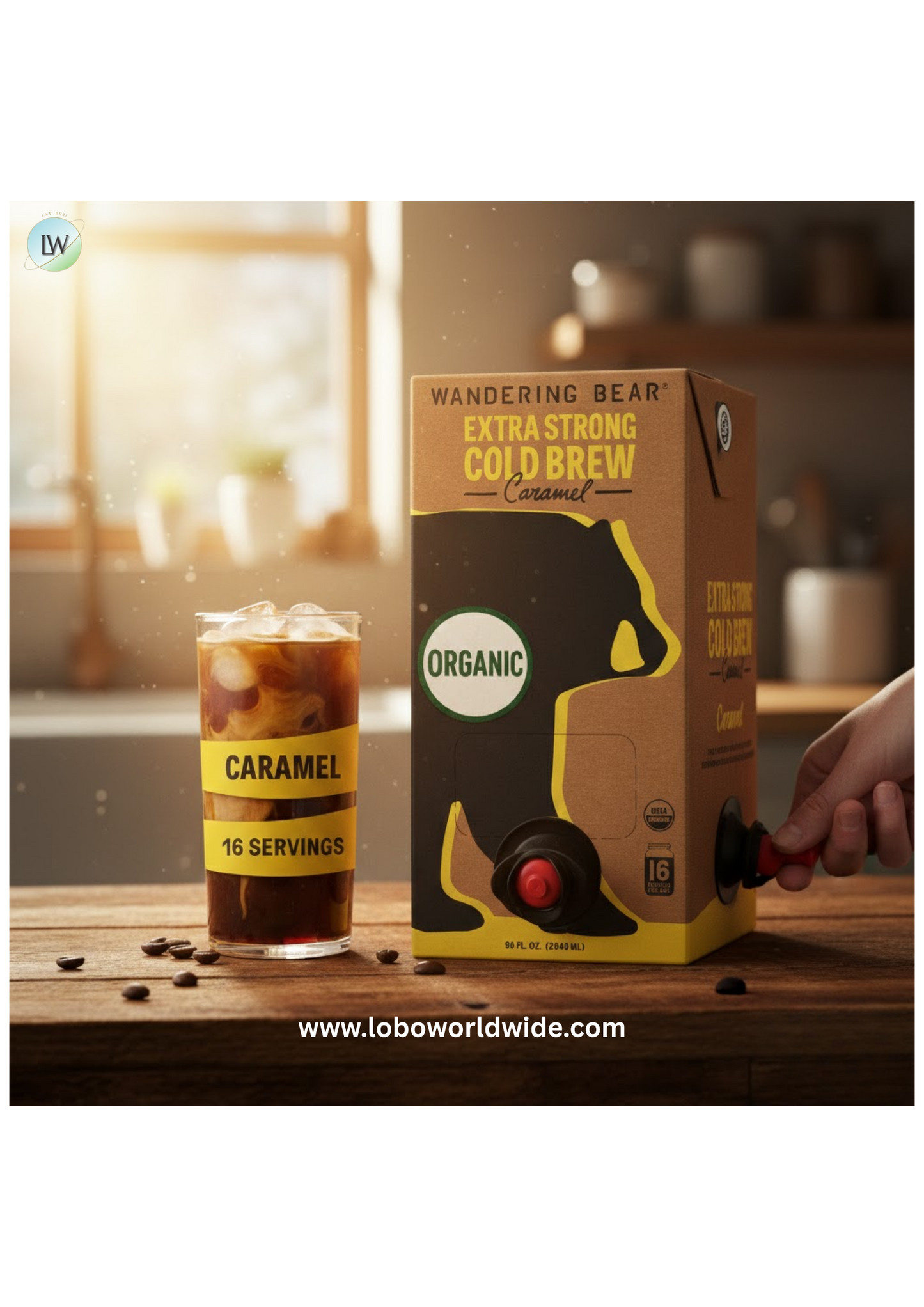 Wandering Bear Organic Caramel Cold Brew Coffee On Tap, 96 fl oz