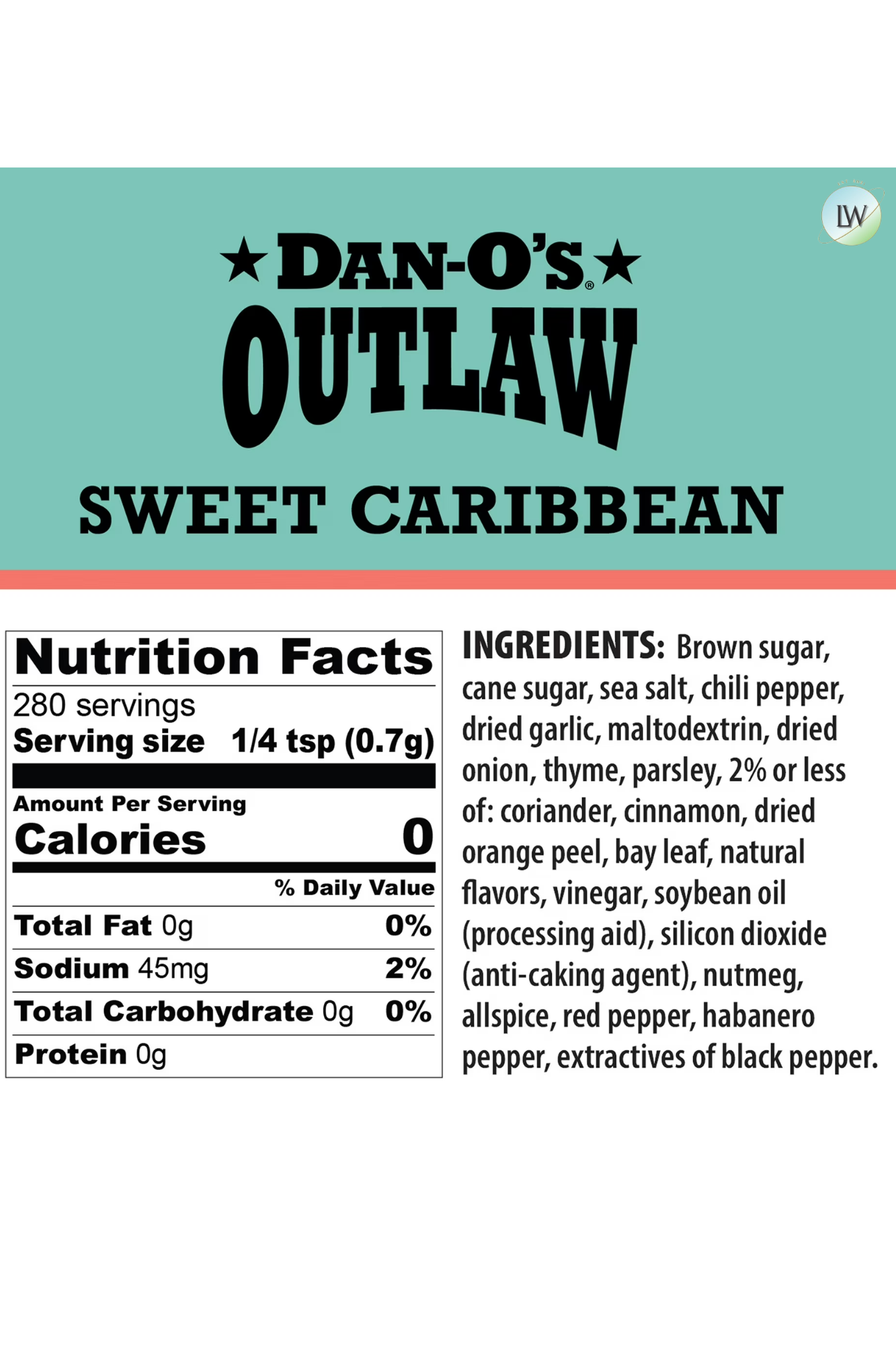 Dan-O's Outlaw Sweet Caribbean - All purpose seasoning for grilling anything (6.9 oz)