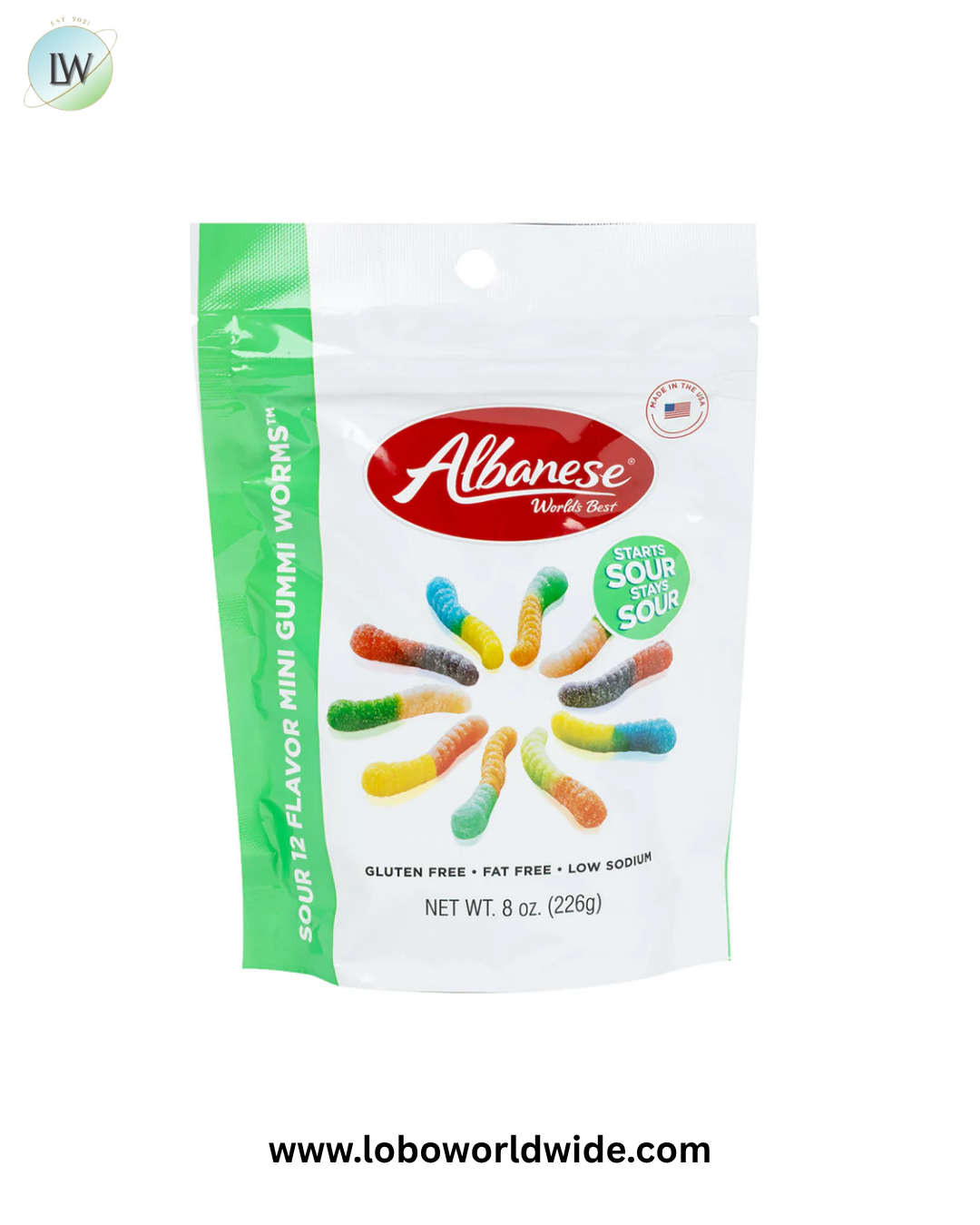 Albanese 12 Flavor Sour Gummi Bears Pouches - 6ct