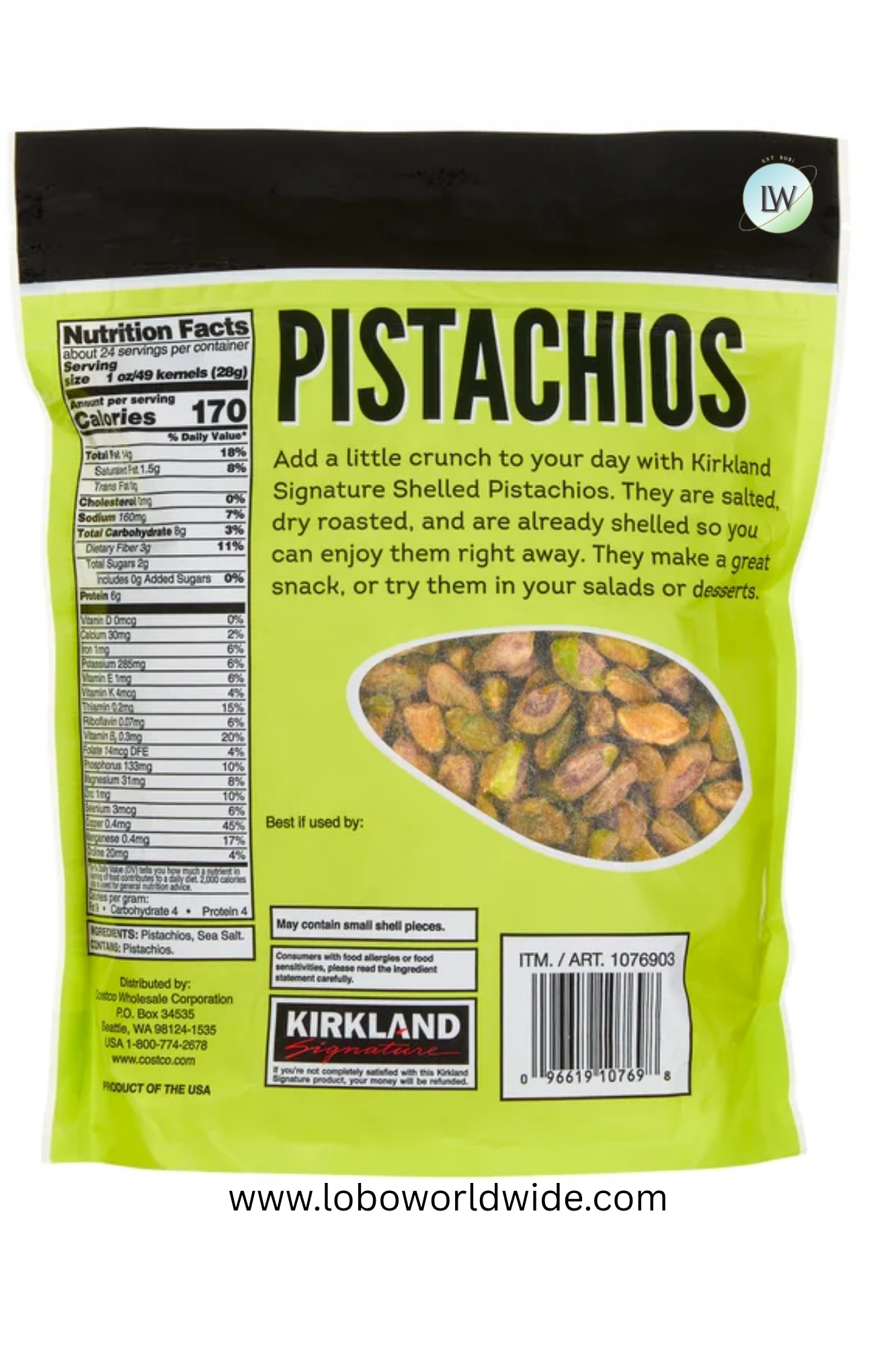 Kirkland Signature Shelled Pistachios, Salted, 1.5 lbs