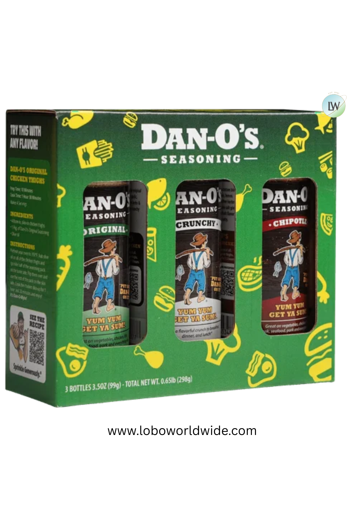 Dan-O's Seasoning - Small 3 bottle Pack - Original, Crunchy, & Chipotle - All Purpose grilling seasonings (3.5 oz)