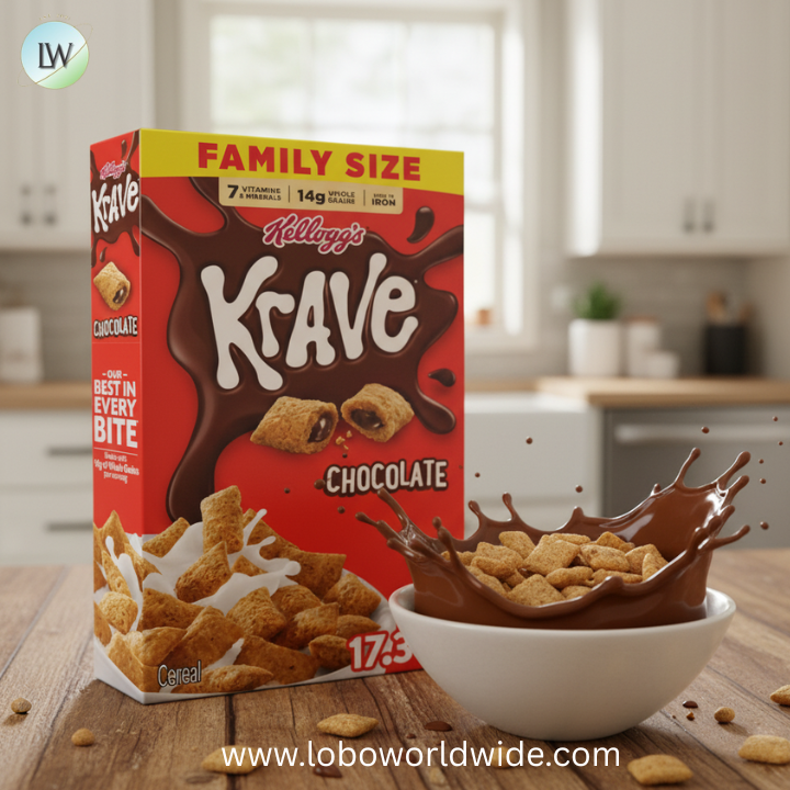 Kellogg's Krave Breakfast Cereal, Kids Cereal, Family Breakfast, Family Size, Chocolate, 17.3oz Box (1 Box)
