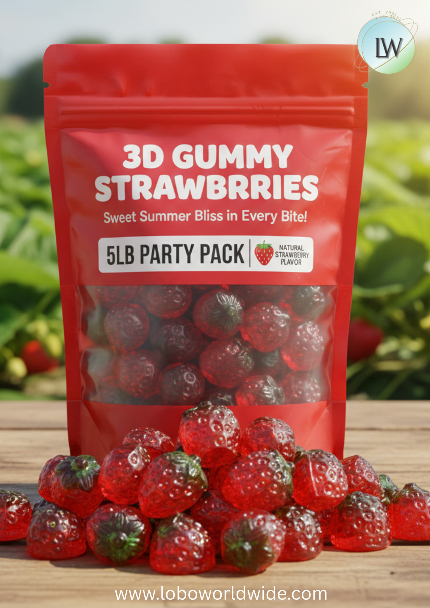 3D Gummy Strawberries(Various Sizes)