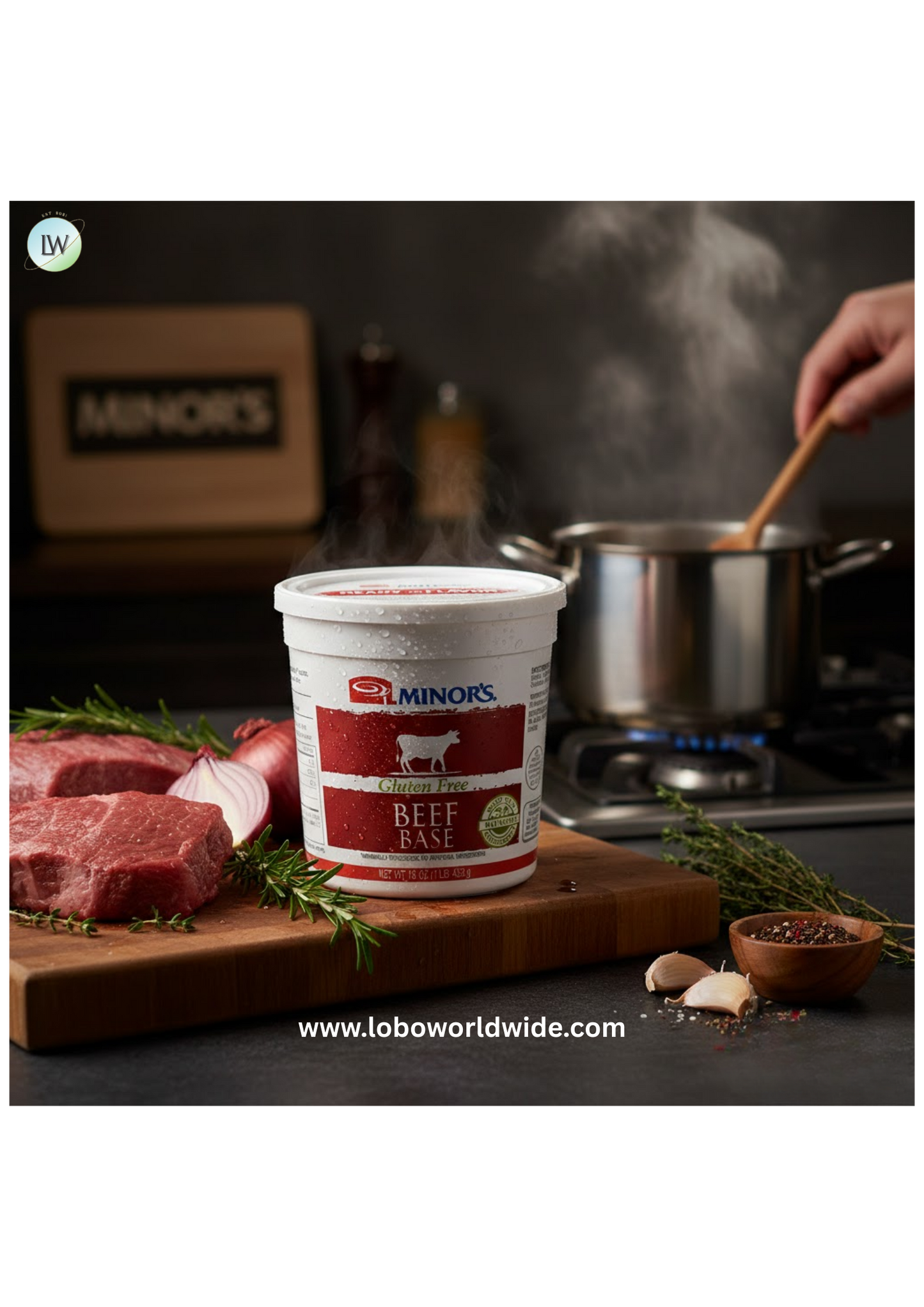 Minor's 1 lb. Gluten-Free All-Natural Beef Base - 6/Case
