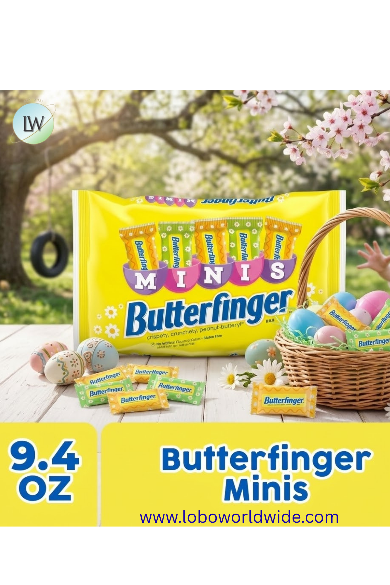 Butterfinger Individually Wrapped Easter Minis, Easter Basket and Egg Hunt Fillers, 9.4 oz