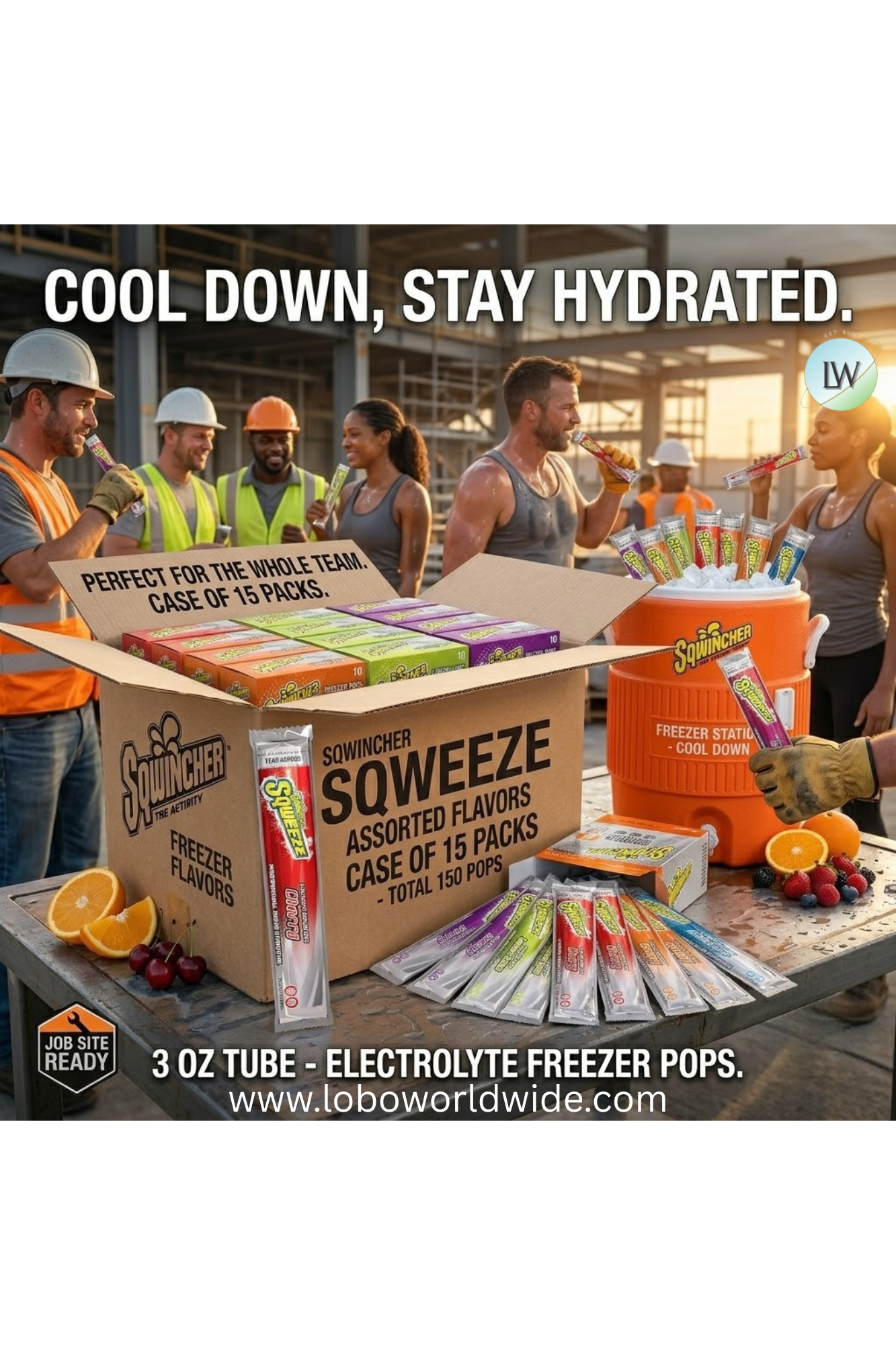 Sqwincher Sqweeze Freezer Pops Assorted Flavors, 3 Ounce Tube, Pack of 10, Case of 15 Packs
