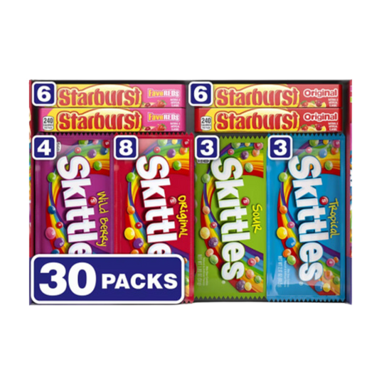 Skittles Starburst Variety Box 30 Single Packs