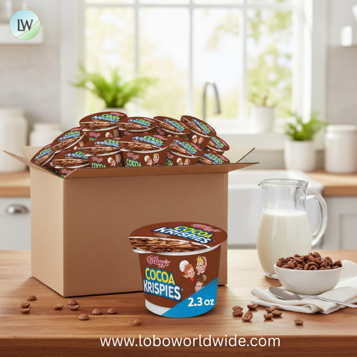 Kellogg's Cocoa Krispies Cold Breakfast Cereal Cups, Kids Snacks, Cereal Cups to Go (12 Cups)