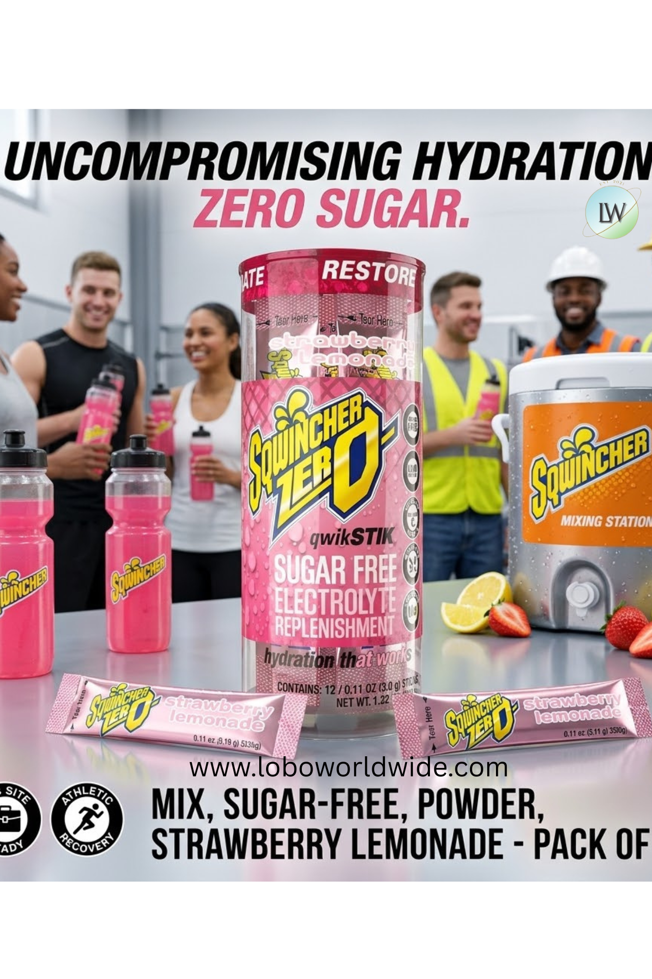 Sqwincher Mix, Sugar-Free, Powder, Strawberry - (Pack of 12)