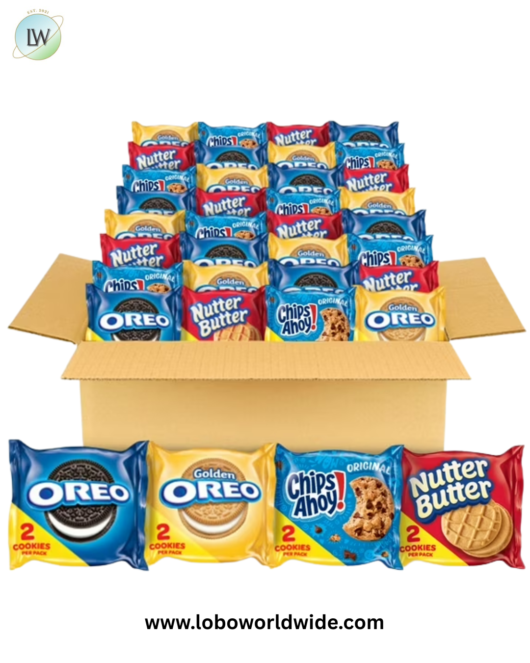 OREO Original, OREO Golden, CHIPS AHOY! & Nutter Butter Cookie Variety Pack, 56 ct Snack Packs