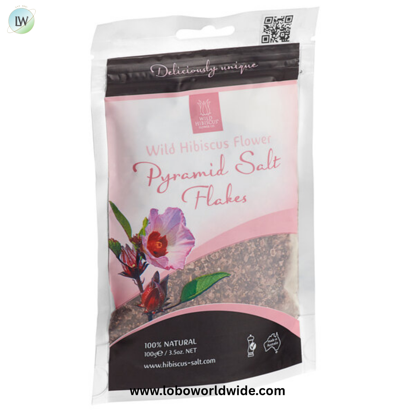 Wild Hibiscus 3.5 oz. Hibiscus Pyramid Salt Flakes