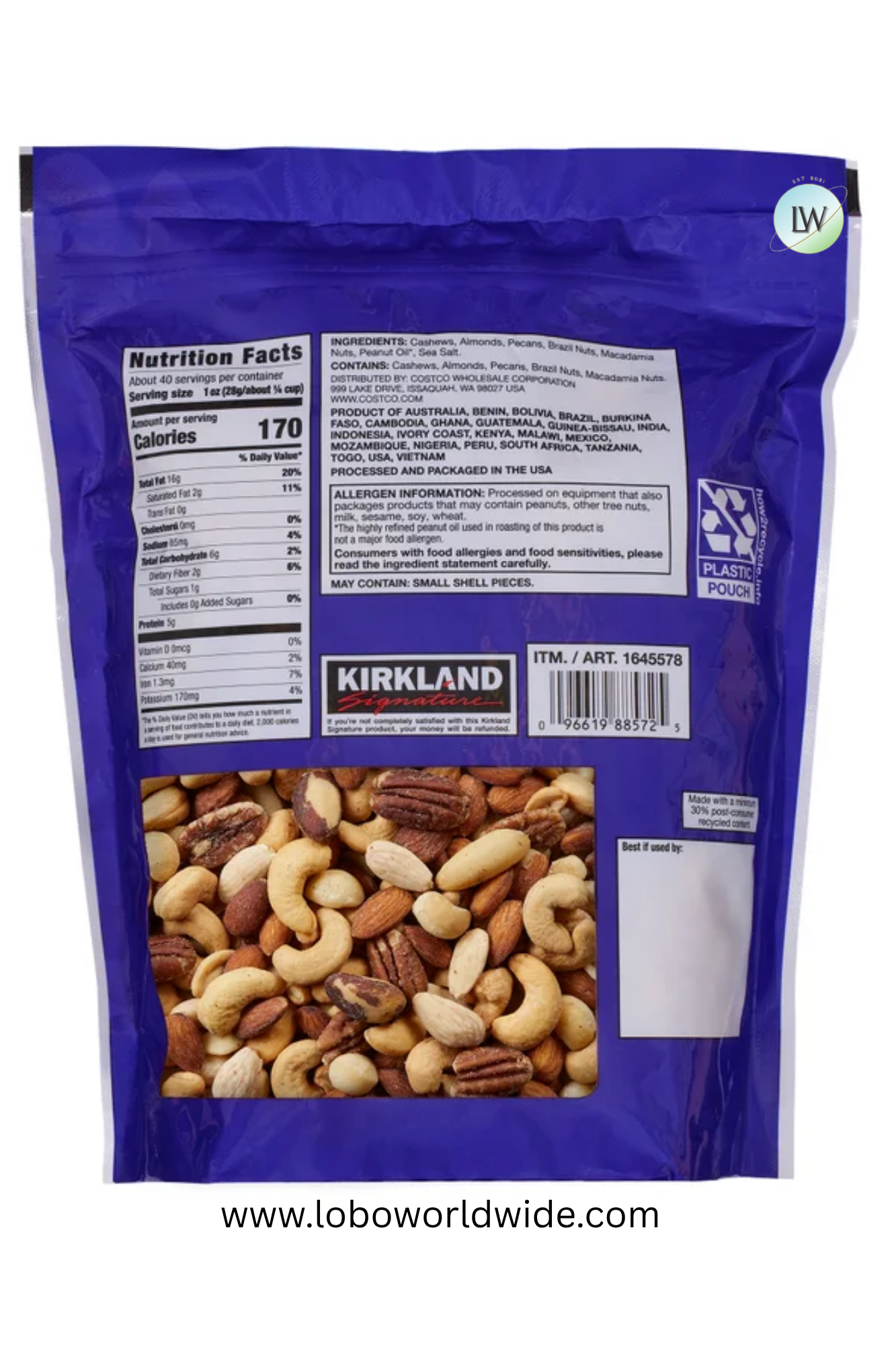 Kirkland Signature Extra Fancy Mixed Nuts, Salted, 2.5 lbs