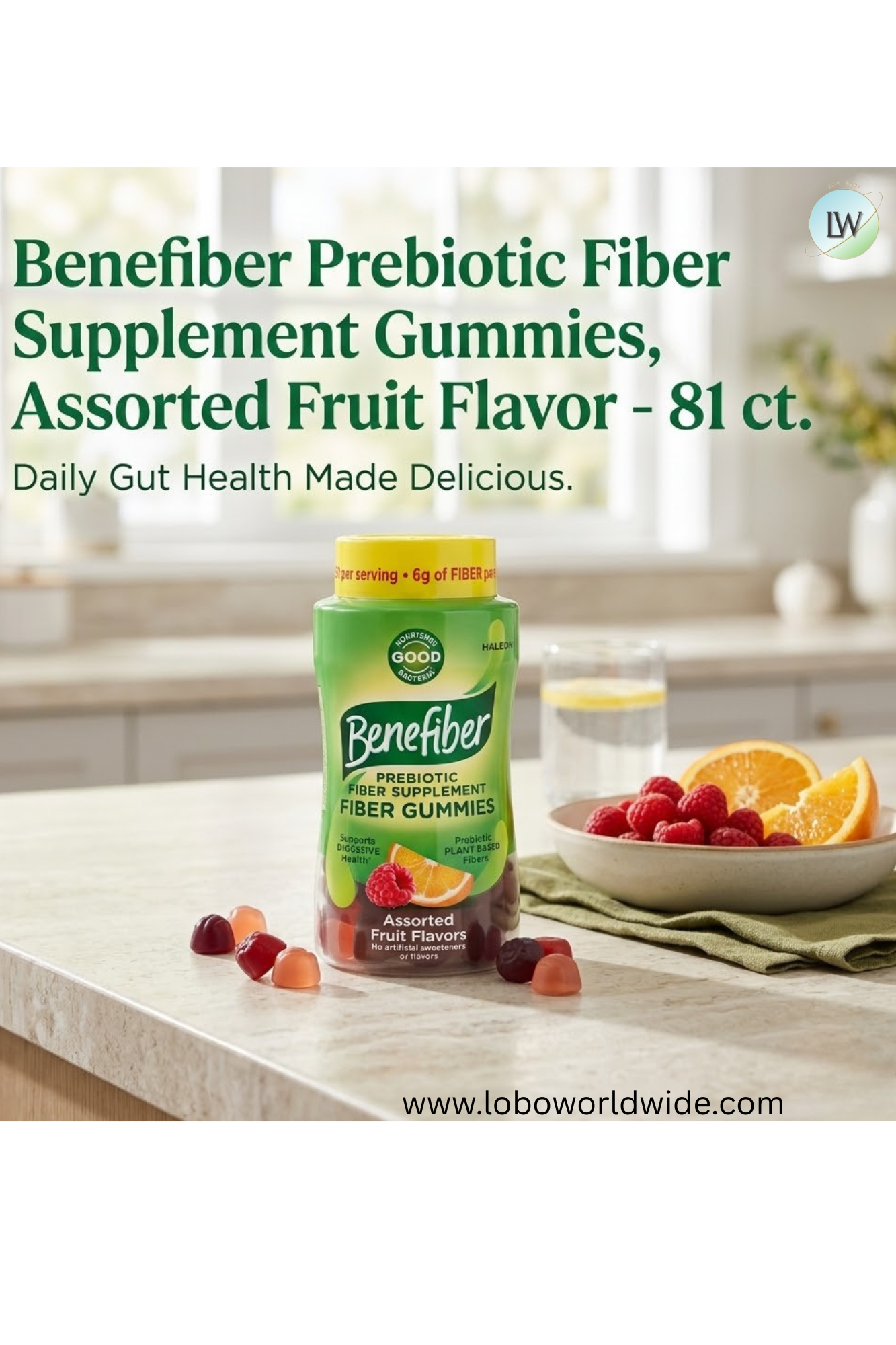 Benefiber Prebiotic Fiber Supplement Gummies, Assorted Fruit Flavor - 81 ct.