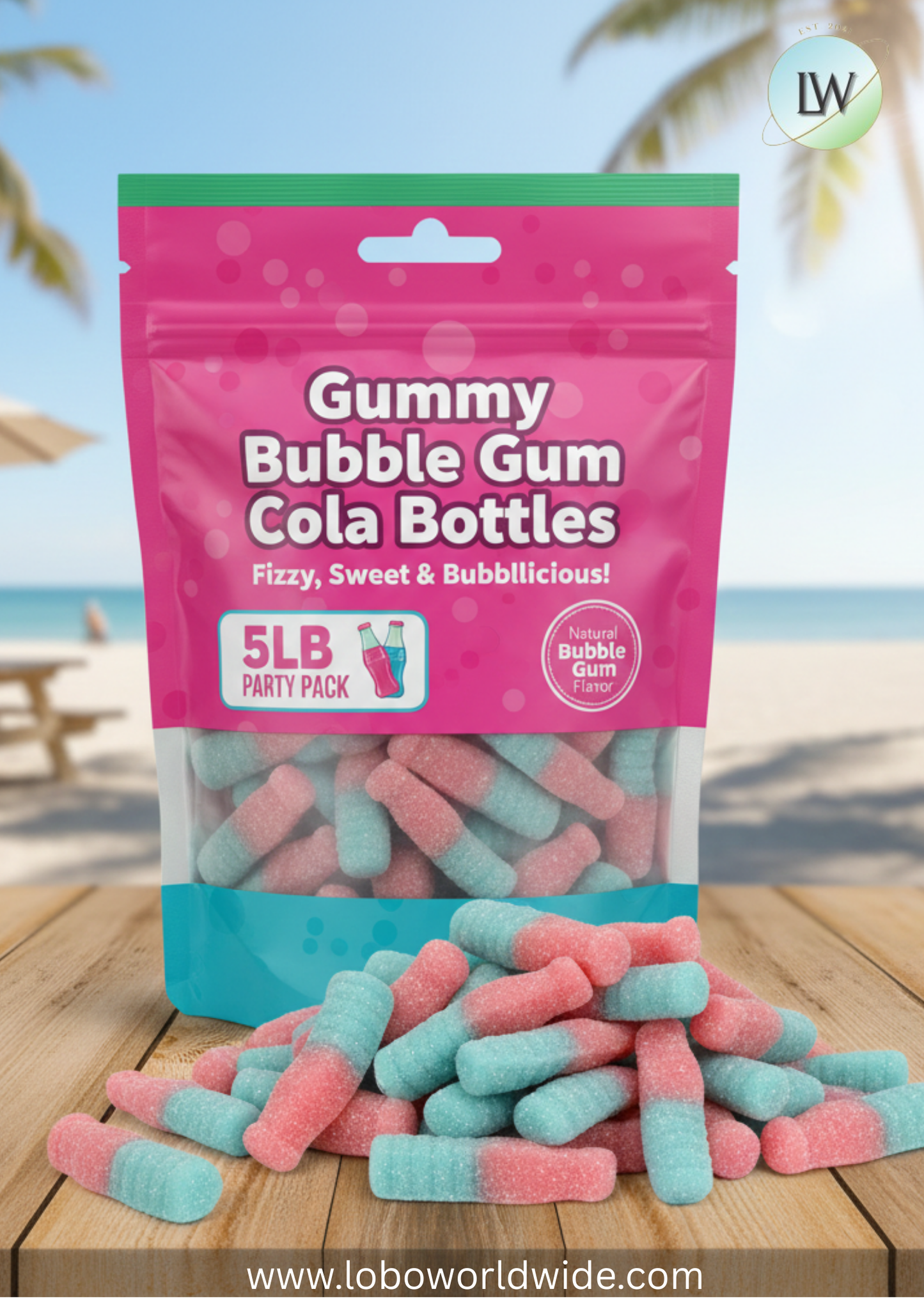 Gummy Bubble Gum Cola Bottles(Various Sizes)
