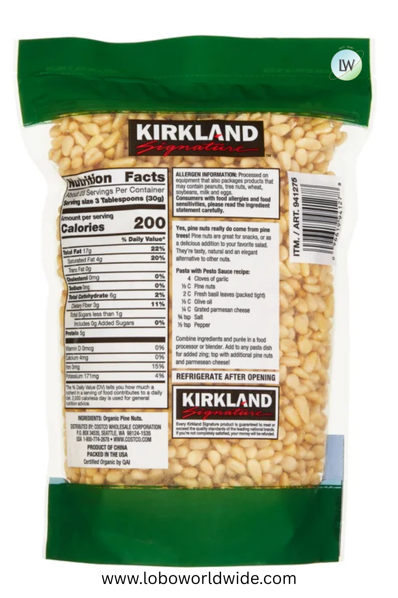 Kirkland Signature Organic Pine Nuts, 1.5 lbs