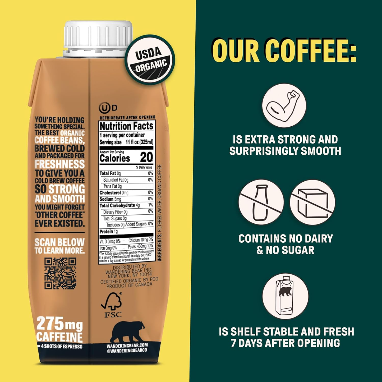 Wandering Bear Organic Straight Black Cold Brew Coffee