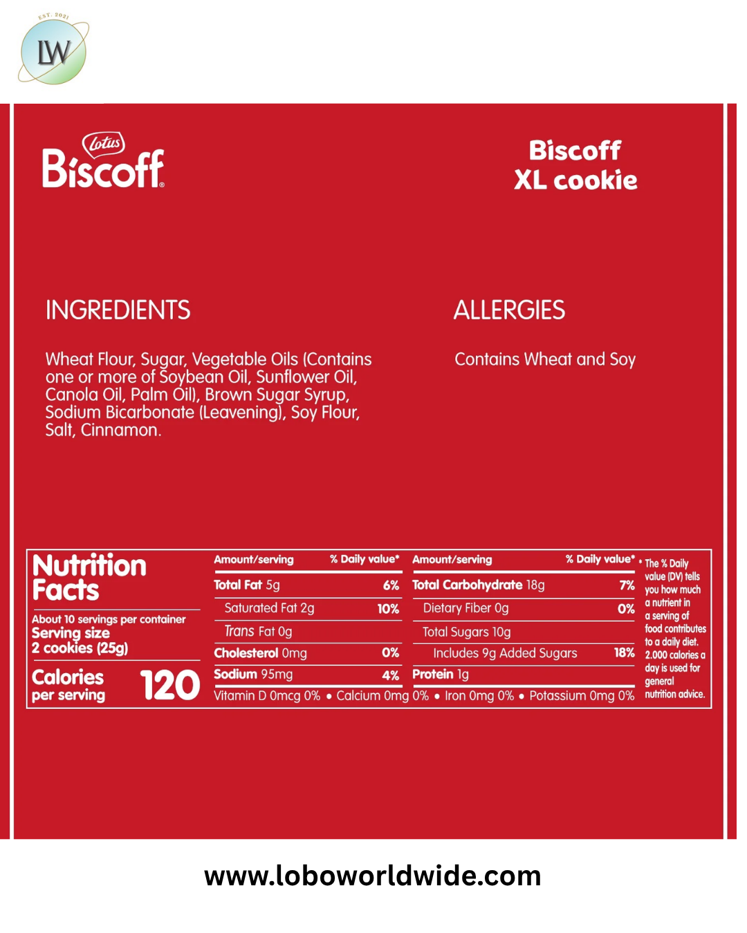 (3 pack) Lotus XL Biscoff Cookies, 10 Snack Packs of 2 Cookies, 8.8 oz, Classic Airline Size