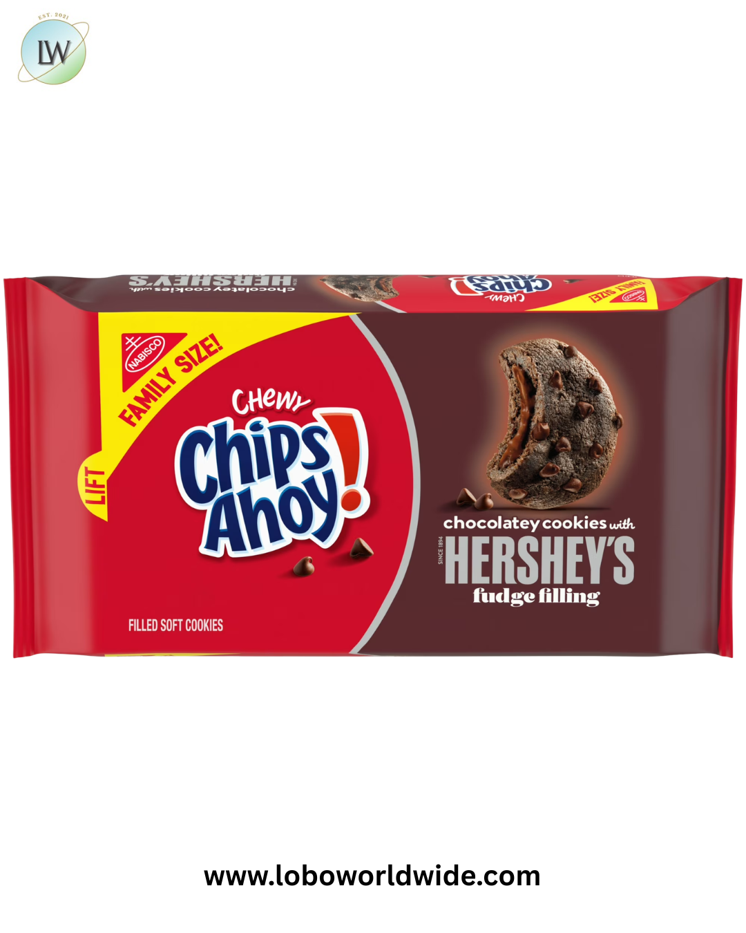 CHIPS AHOY! Chewy Chocolatey Hershey's Fudge Filled Soft Chocolate Chip Cookies, Family Size, 14.85 oz