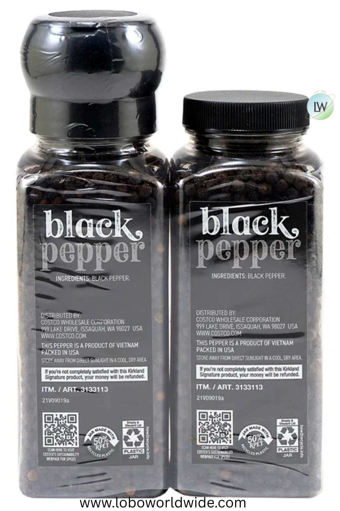 Kirkland Signature, Black Pepper with Grinder, 6.3 oz, 2-Count