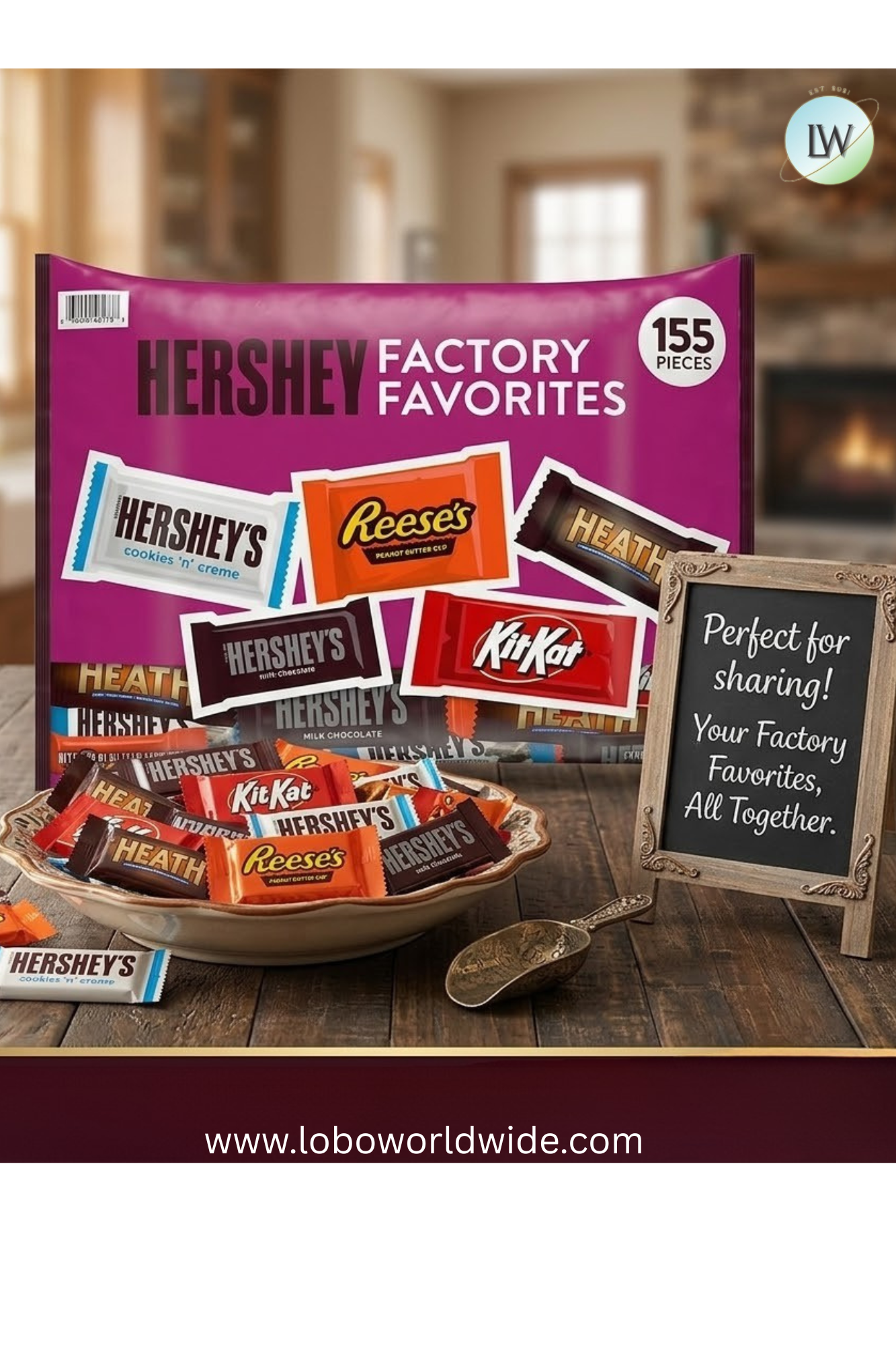 HERSHEY'S Assorted Chocolate Factory Favorites Snack Size Candy, 155 pcs.