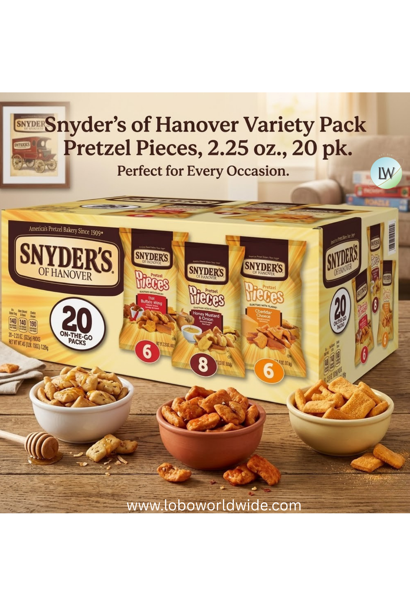 Snyder's of Hanover Variety Pack Pretzel Pieces, 2.25 oz., 20 pk.
