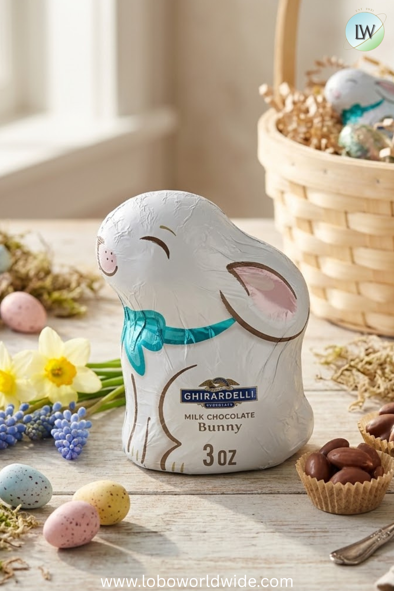 GHIRARDELLI Easter Milk Chocolate Candy Hollow Bunny, 3 oz