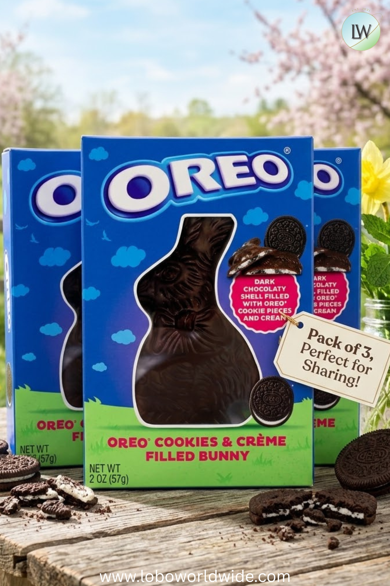 Frankford's Oreo Cookies & Creme Filled Chocolate Bunny - pack of 3
