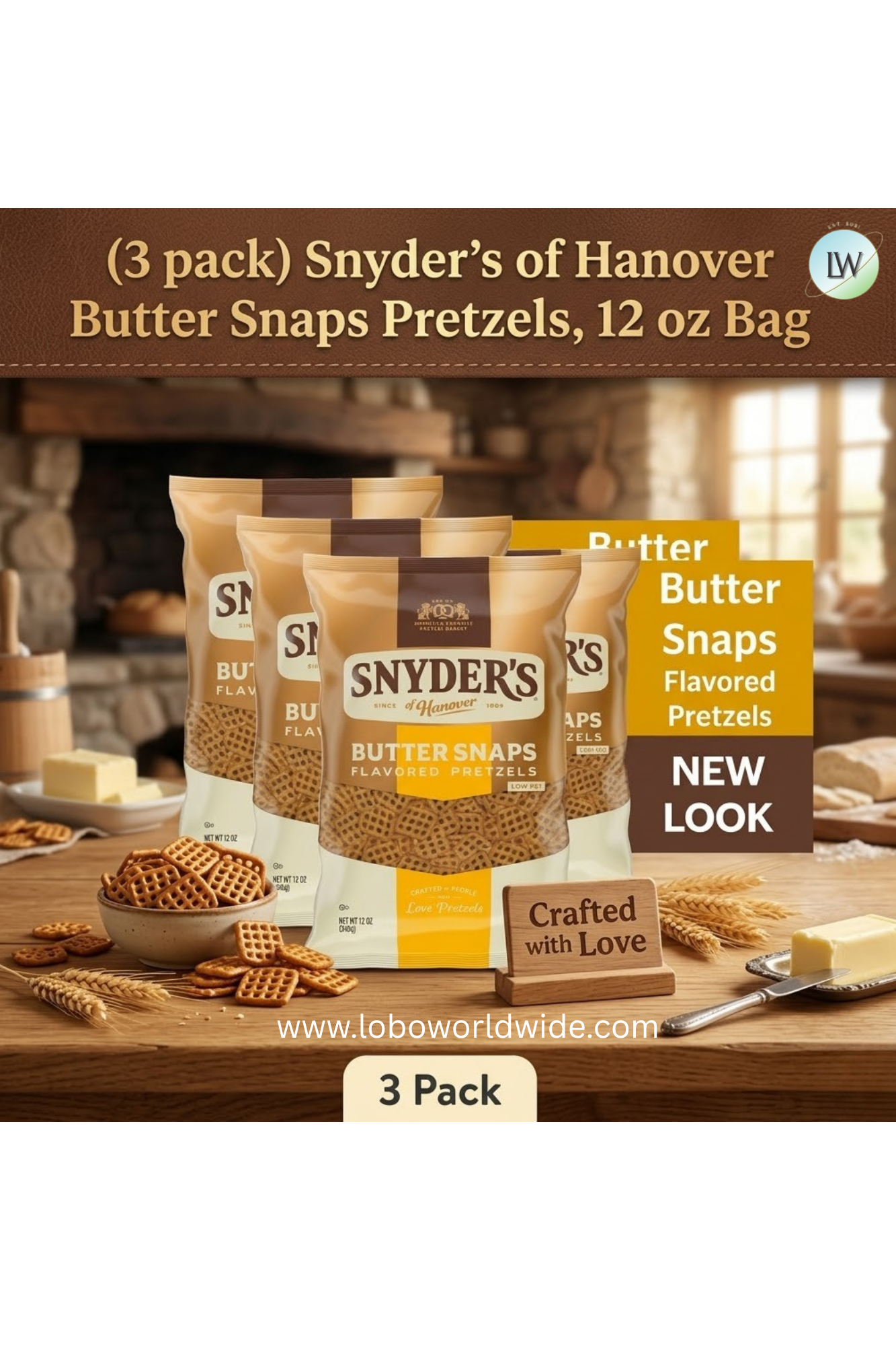 Snyder's of Hanover Butter Snaps Pretzels, 12 oz (Pack of 3)