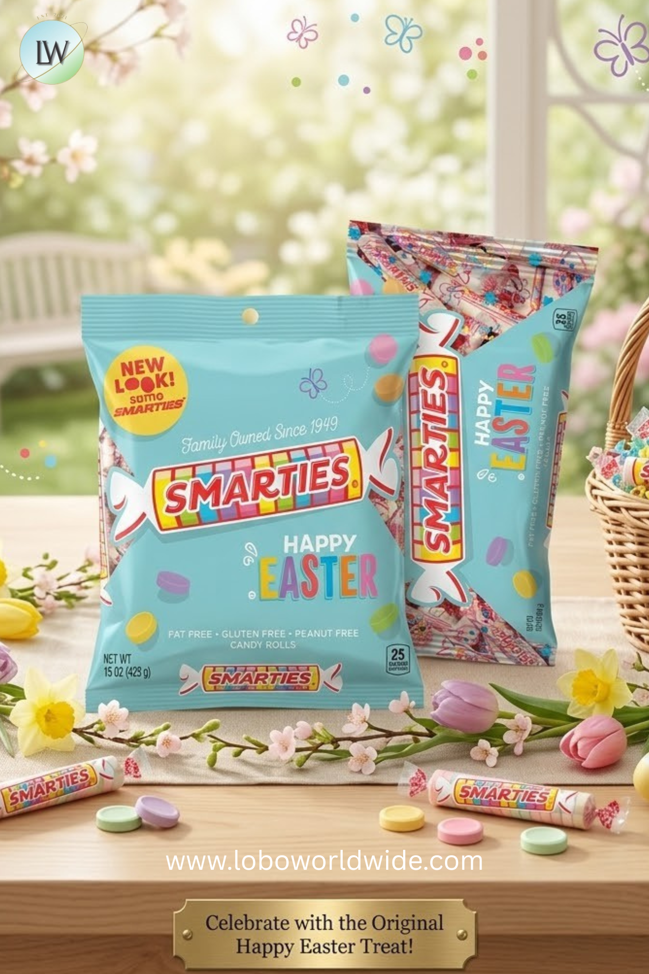 Smarties Original Easter Candy Rolls Bag, 15 oz FSMA Exempt - pack of 2