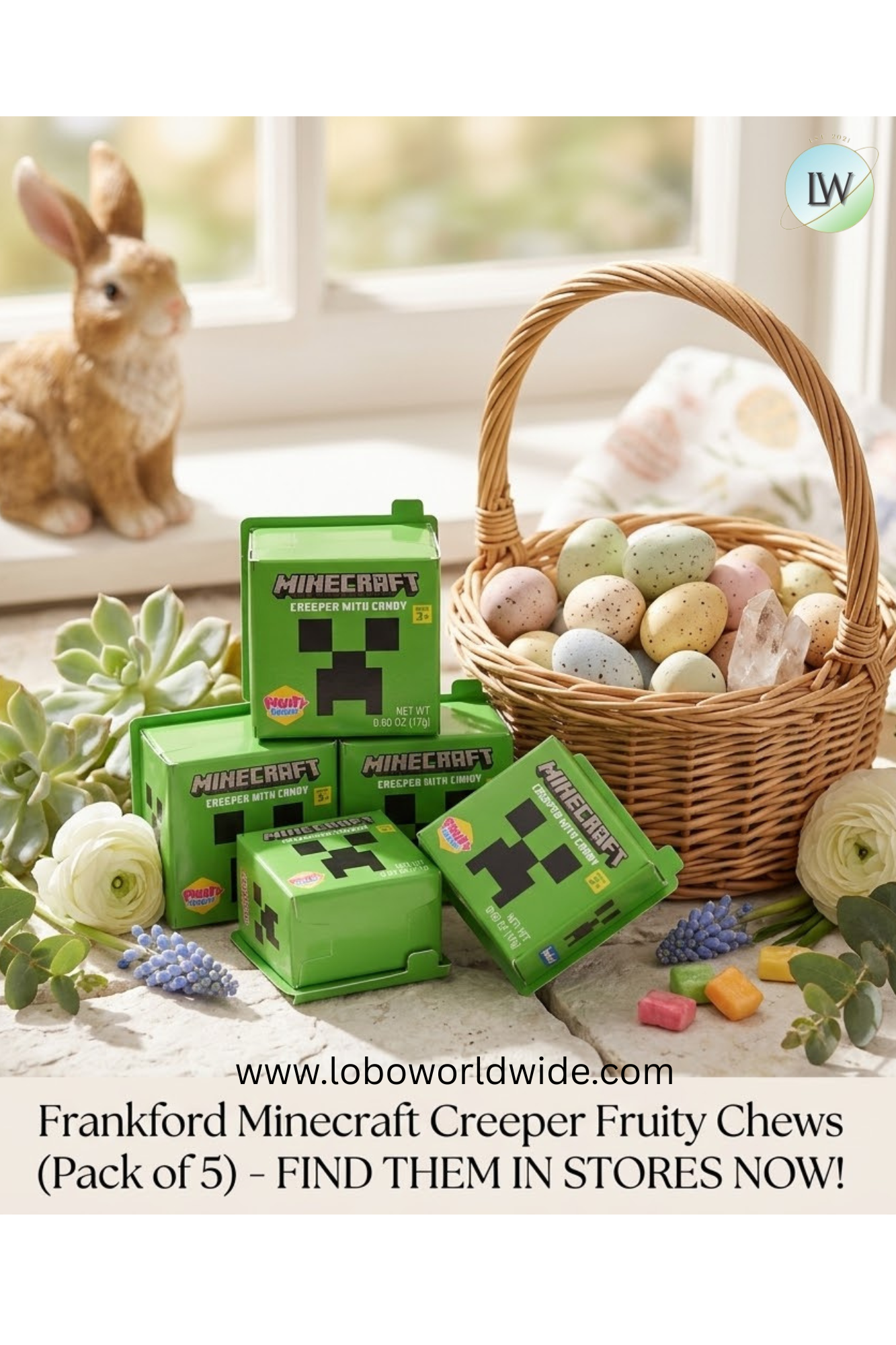 Frankford Minecraft Creeper Plastic Easter Egg with Fruity Chews, 0.60oz - pack of 5