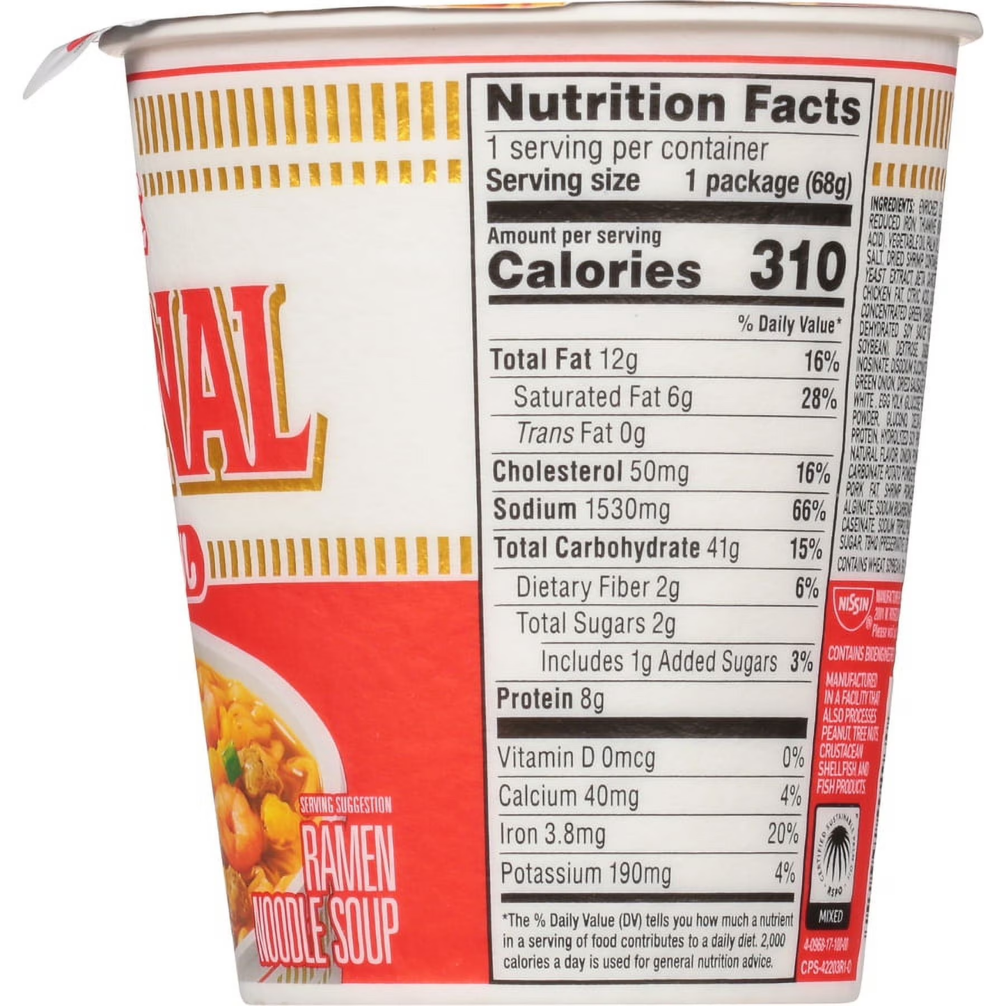 (6 pack) Nissin Foods Cup Noodle Ramen Noodle Soup Original, 2.4 oz Cup, Shelf-Stable