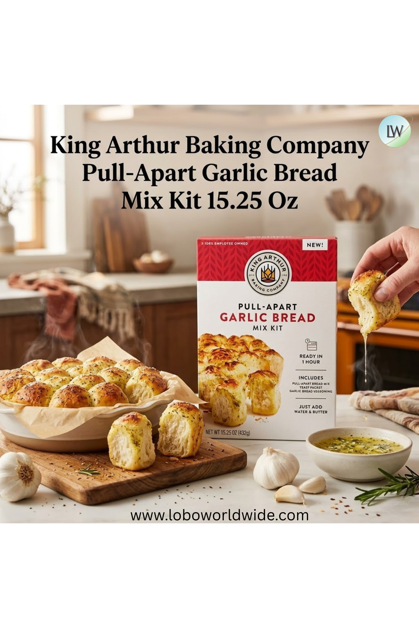 King Arthur Baking Company Pull-Apart Garlic Bread Mix Kit 15.25 oz.